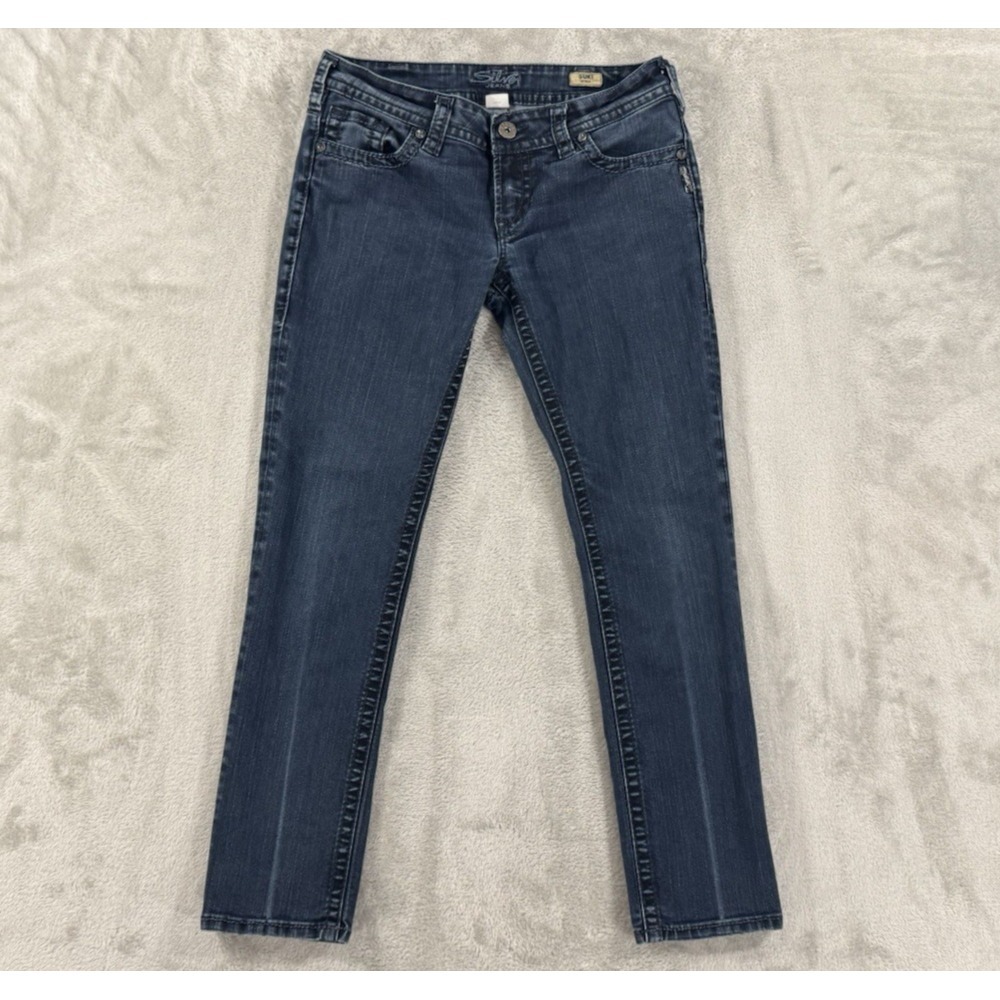 Silver Jeans Womens W30 L31 Suki Skinny Curvy Butt Lift Jeweled Western Blue